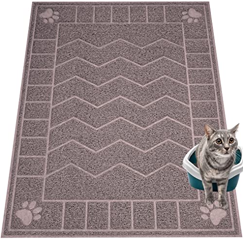Image of Cat Litter Mat, Litter Trapping Mat Soft on Kitty Paws, 47 inch x 35 inch Kitten Litter Box Mat for Cleaner Floors, Waterproof, Easy Clean, Durable XL Large Size Cat Litter Pad for Kitten.