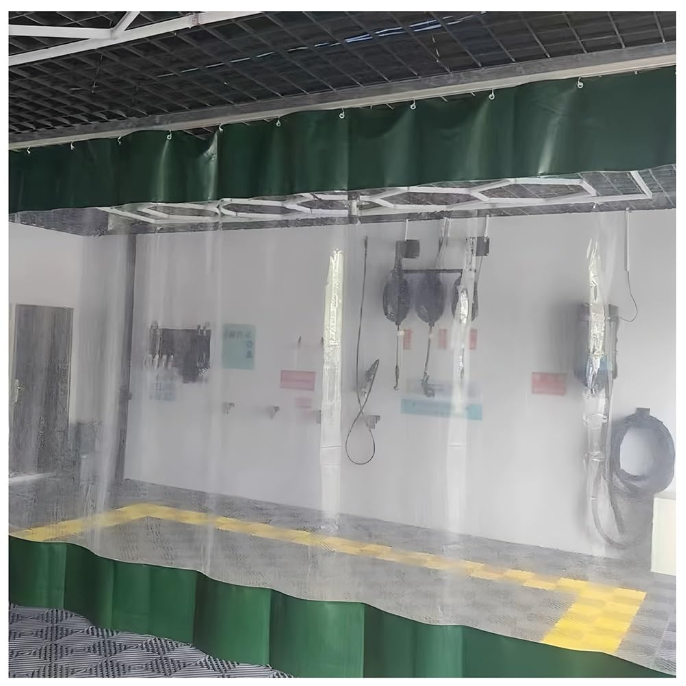 GJMSSMY Industrial Wash Bay Curtains with Eyelets, Garage Divider Curtains, Outdoor Vinyl Curtains for Patio, Quick Waterproof Screen, for Porch Wash Car Depot(Green,3x3m/9.8x9.8ft)
