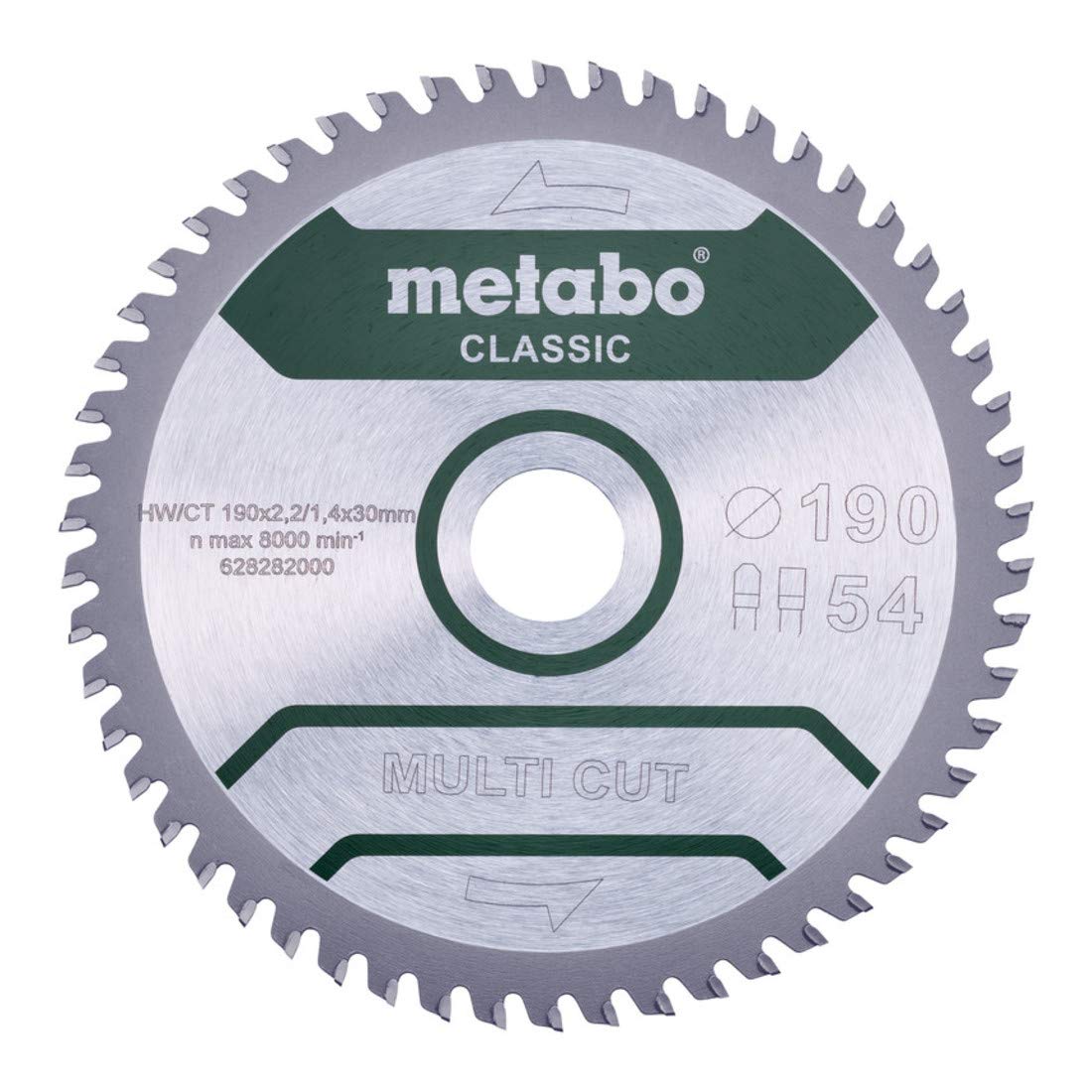 METABO 628663000 - Hoja de sierra Multi Cut Classic 190x30 mm dientes 54 FZ/TZ 5° /B