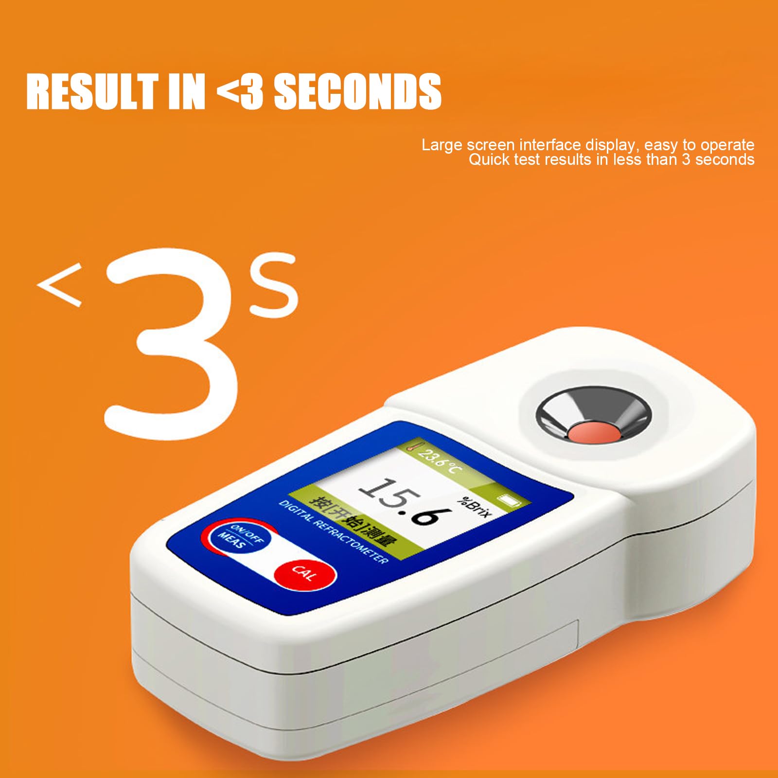 Refractómetro Digital Brix 0-35%, ±0,2% Alta Precisión, Compensación Automática De Temperatura (ATC), para Zumos De Frutas, Miel, Bebidas Y Vino.