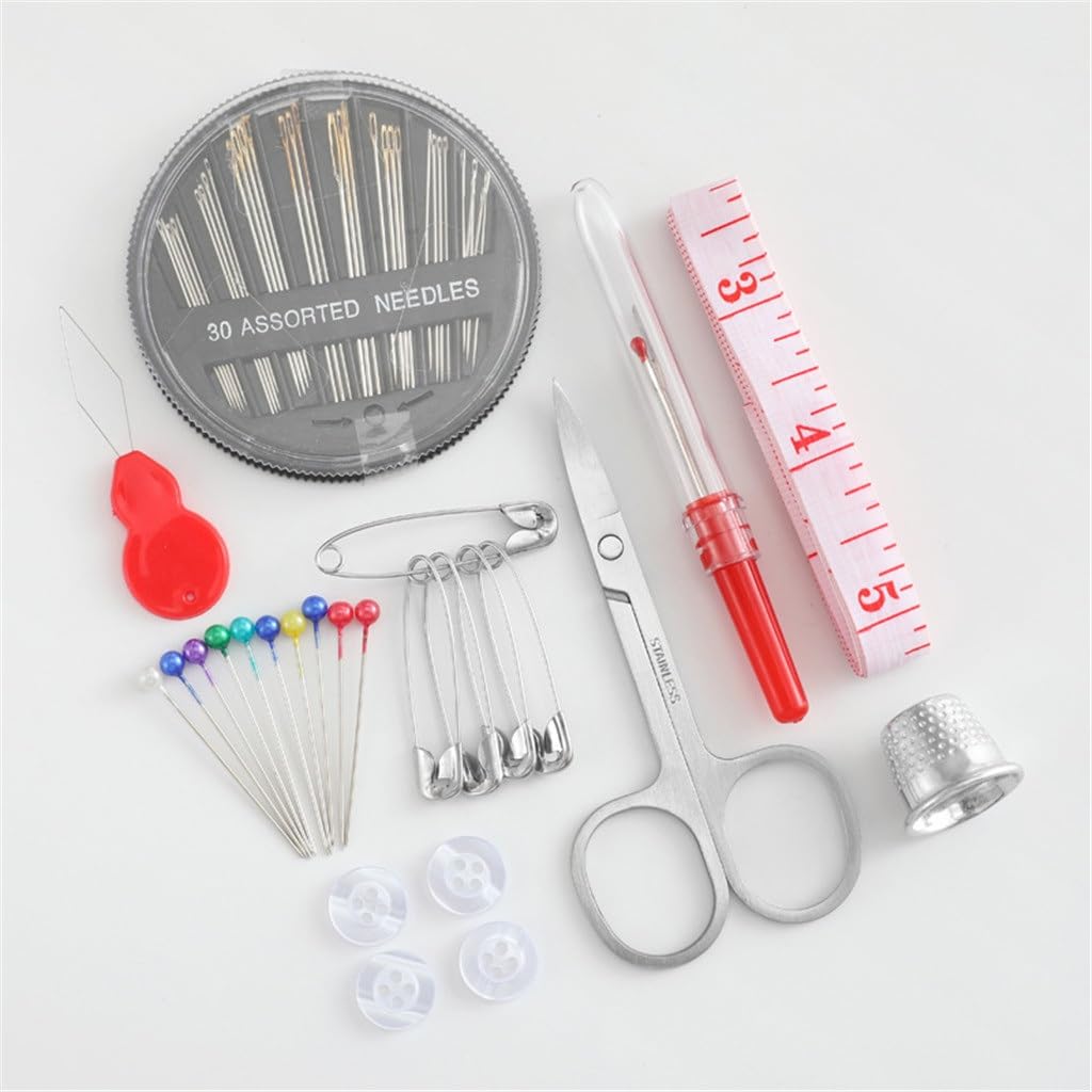 JFDBGU Bolso pequeño, juego de bolsas de costura, caja de costura manual multifuncional, bolsa de almacenamiento de costura portátil de viaje, juego de 69 piezas