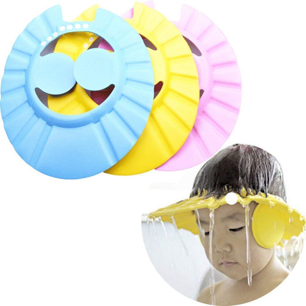 K MARTKHODIYAR Adjustable Safe Soft Bathing Baby Shower Cap Wash Hair For Children Baby Eye Ear Protector Leaves Shape Shampoo 1 Pic(Multicolour)