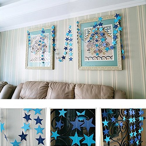 Multicolored Paper Star Garland Bunting – Party Banner For Wedding, Birthday, Kid's Room – 1-5m