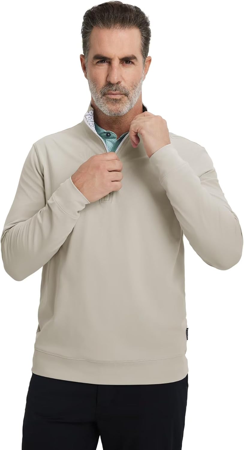 M MAELREG Men's Quarter Zip Pullover Lightweight Mock Neck Long Sleeve Midlayer Athletic Golf Half Zip Sweatshirt for Men - Image 2