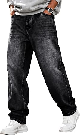 Dokotoo Men Mens Baggy Wide Leg Jeans Loose Fit Denim Pants
