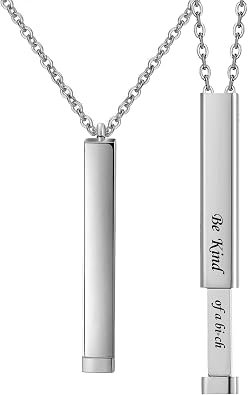 Plumiss Hidden Secret Message Slider Necklace Funny Inspirational Jewelry Gifts for Daughter/Sister/Mom/Friend, Unique Friendship Jewelry, Perfect Birthday Gifts