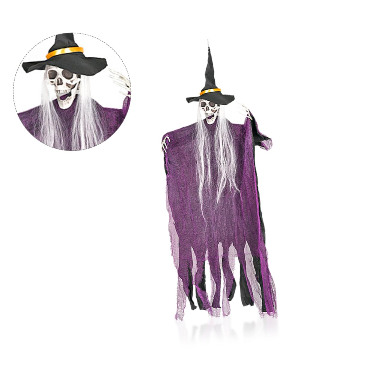 KOMBIUDA 4 Sztuki Częściowy Zawieszek Kościotrupa z Kapturem Regulowane Elementy Dekoracje Halloween Do Domu Strachów i Ogrodu Łatwe Zawieszenie Ozdoby Imprezy i Sceny Escape