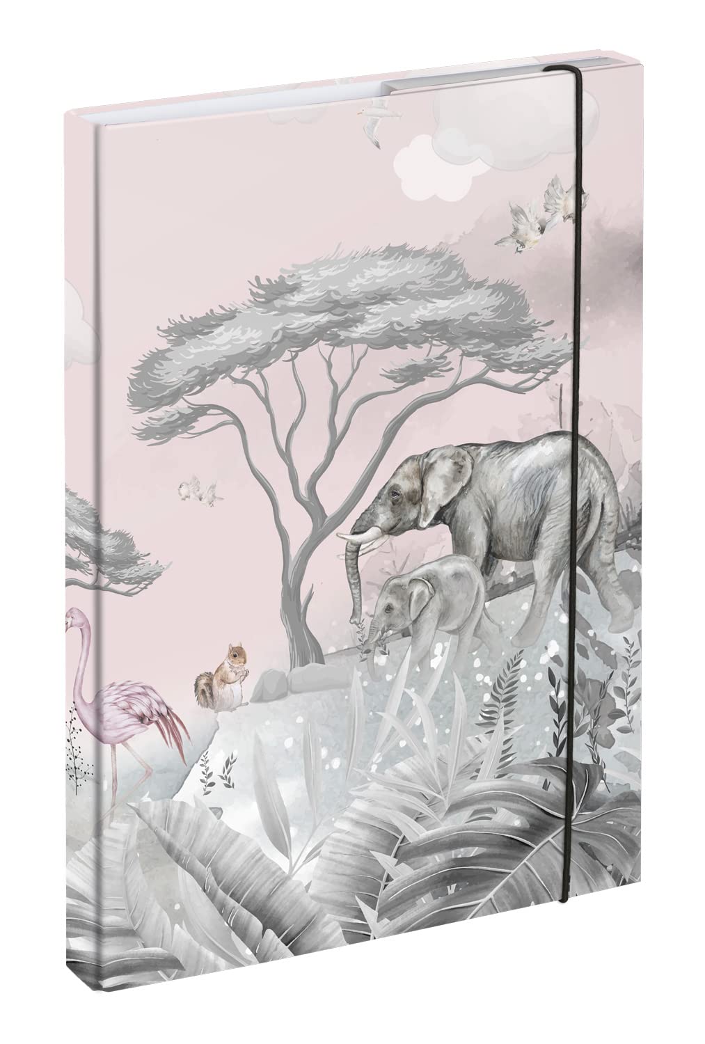 Baagl File Box for School Bag A4, Portfolio Folder for Children with Elastic Strap and Inner Flaps, Book Folder