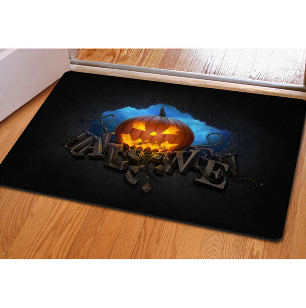 Bluedream Non-slip Bath Mat, Printed Bath Mat, Machine Washable, Kitchen, Bathroom (Halloween)