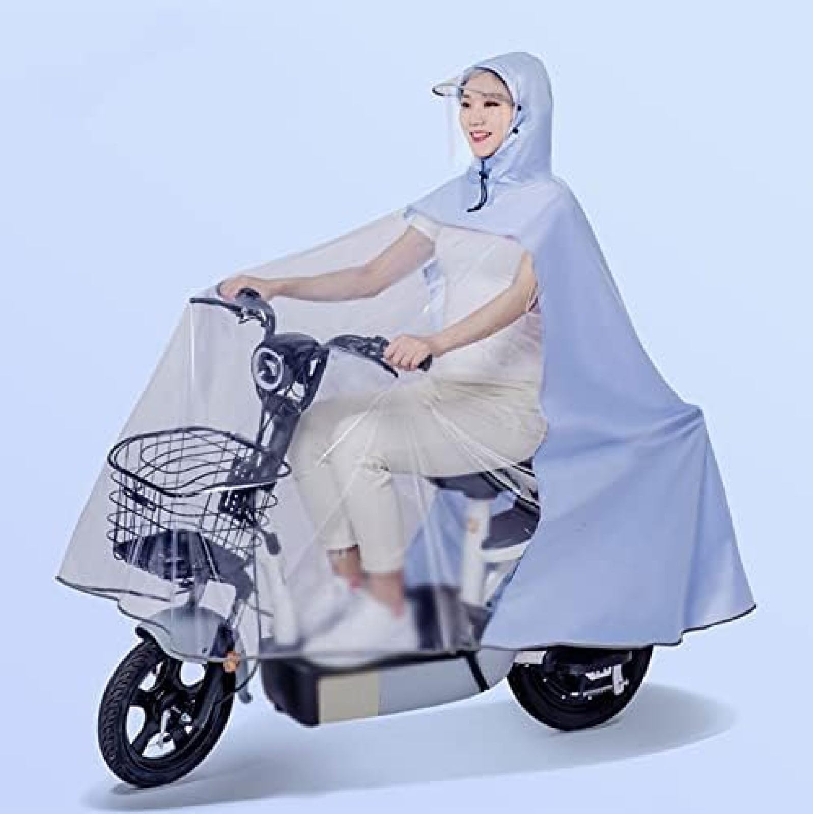 Chubasquero para Bicicleta Eléctrica, para Adultos, para Bicicleta Eléctrica, Scooter, Poncho, Motocicleta, Transparente, Largo, De Cuerpo Completo, Impermeable, Capa De Lluvia con Tiras Reflectan
