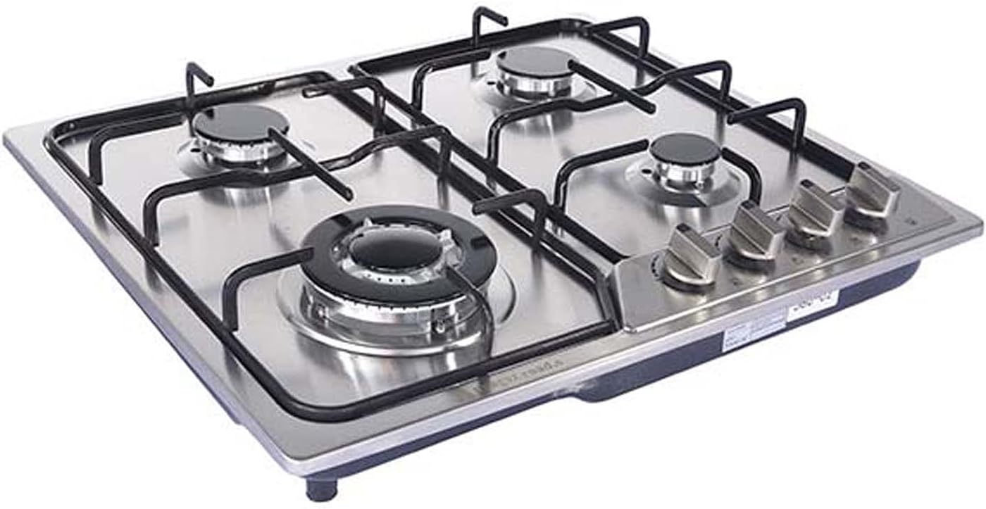 Gas Cooktop 4 Burners Gas Stove Gas Hob Stovetop Stainless Steel Cooktop 4 Sealed Burners Cast Built-In Gas Stove for Home Restaurant Kitchen Range Ignition Camping Outdoor natural gas (natural gas)