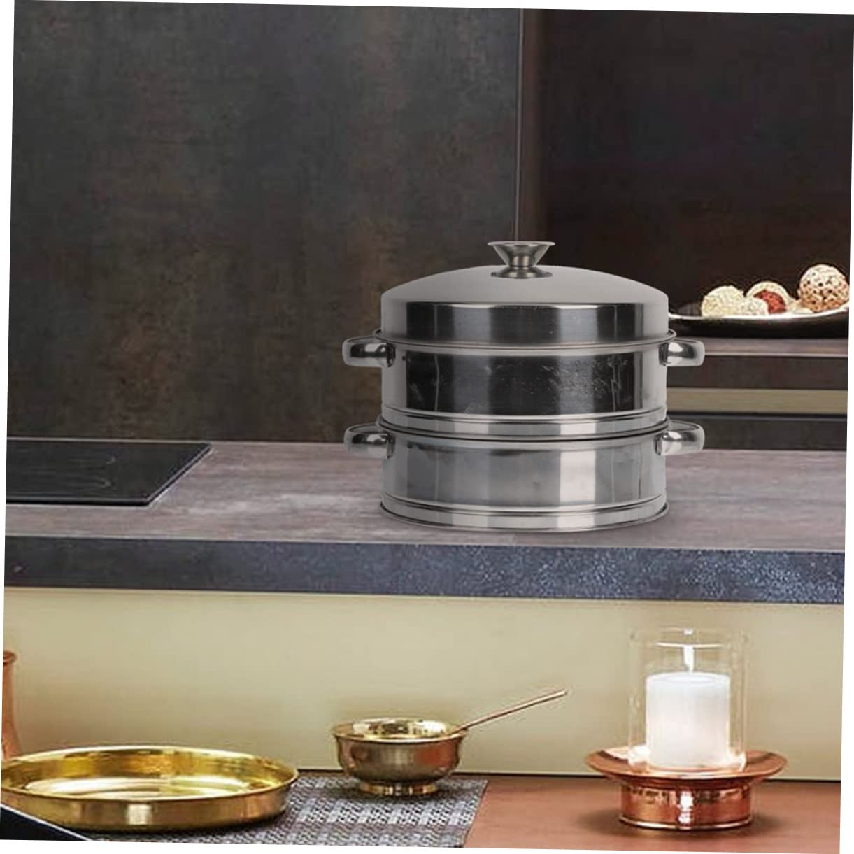 Vaporera Inoxidable para Cocinar al Vapor 3 Niveles con Tapa Utensilio de Cocina para Verduras y Dumplings Uso Familiar y Profesional