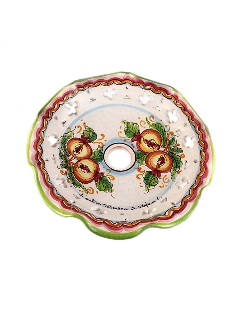 Coppa In Ceramica Siciliana Per Lampadario - Decorazione A Mano Martina, Diametro 30 Cm, Attacco E27 - Foto 7