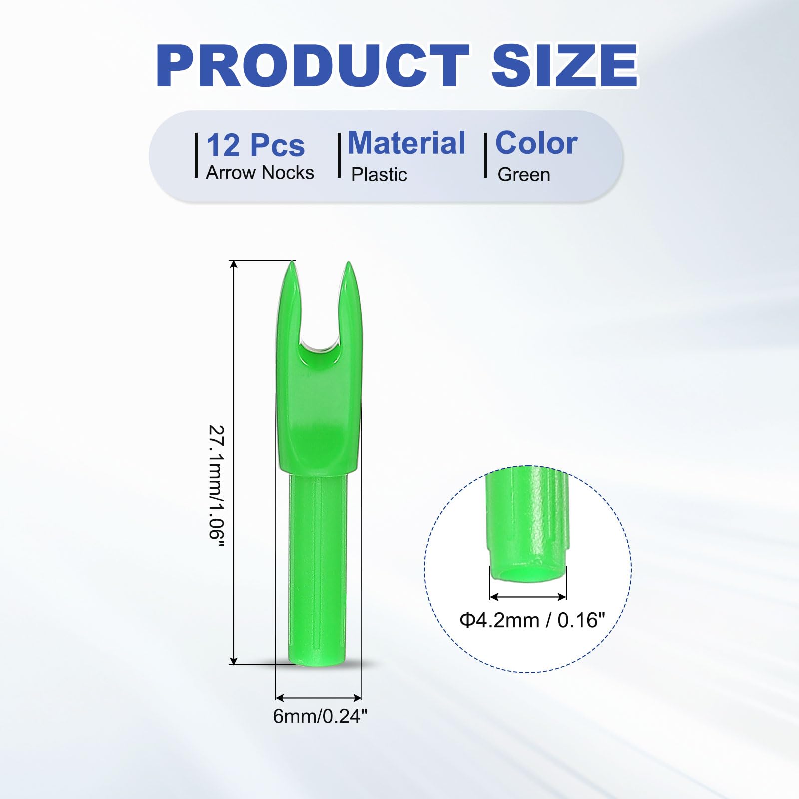 PATIKIL Flèches de Tir à l'arc Nocks 4.2mm, 12 Pcs Insert en Plastique Nock de Flèche de Remplacement pour La Chasse au Tir à l'arc Arc Composé Recurve, Vert