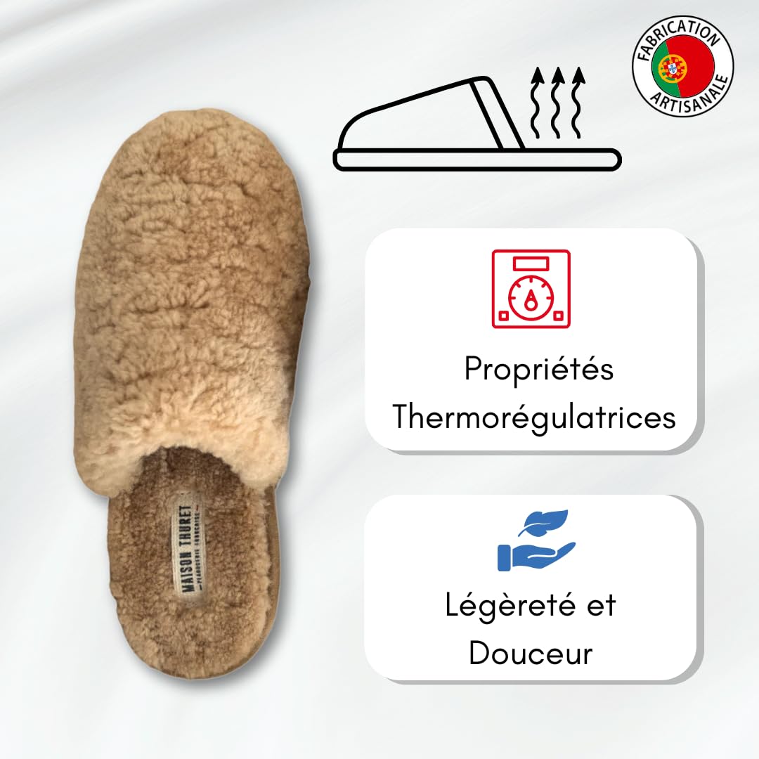 Mules/Chaussons | Automne/Hiver | Homme et Femme | Peau de Mouton 100% Naturelle | du 36 au 47 | Intérieur et Extérieur | Propriétés thermorégulatrices