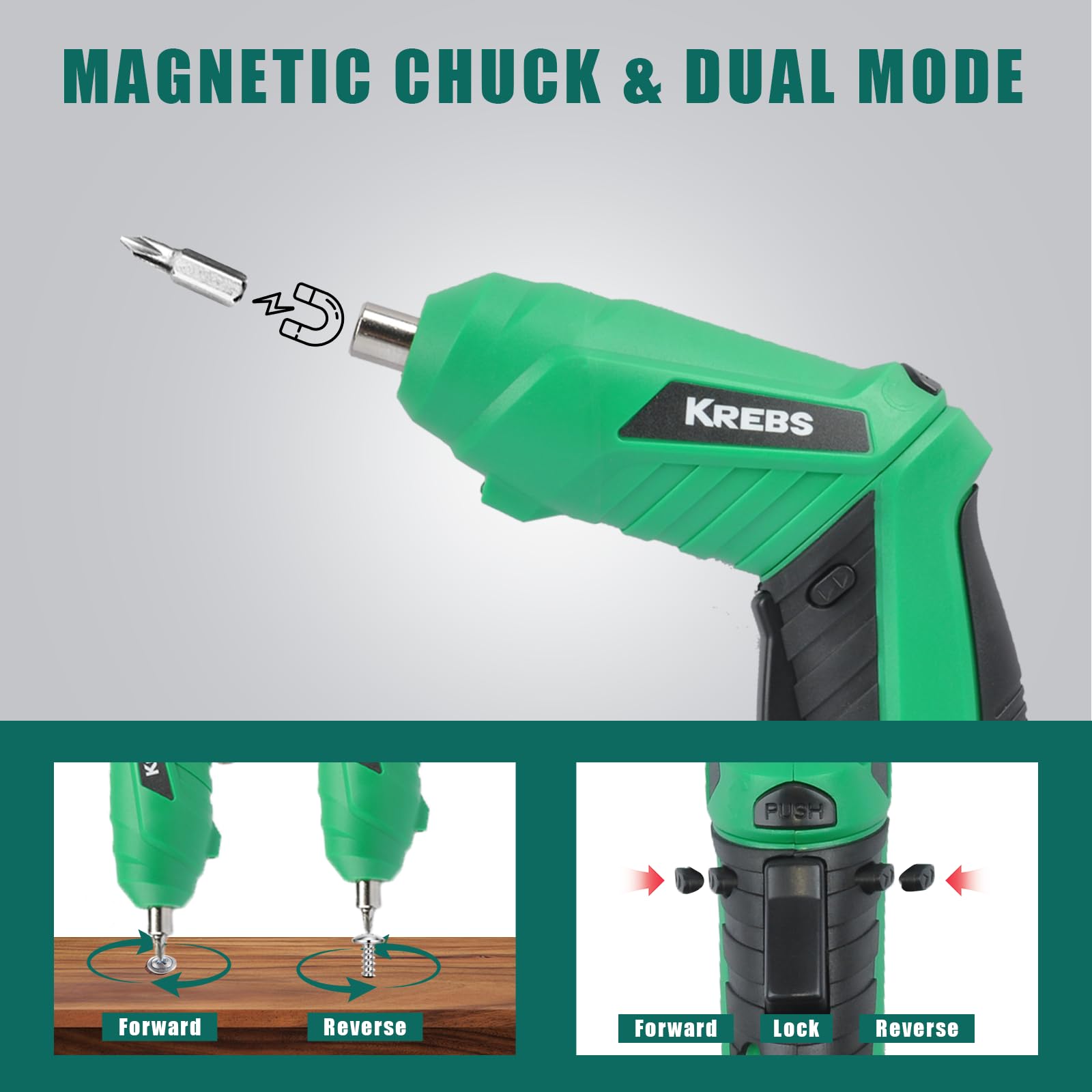 KREBS Destornillador eléctrico de 3,6 V recargable 3N.M Torque de 0,6 cm