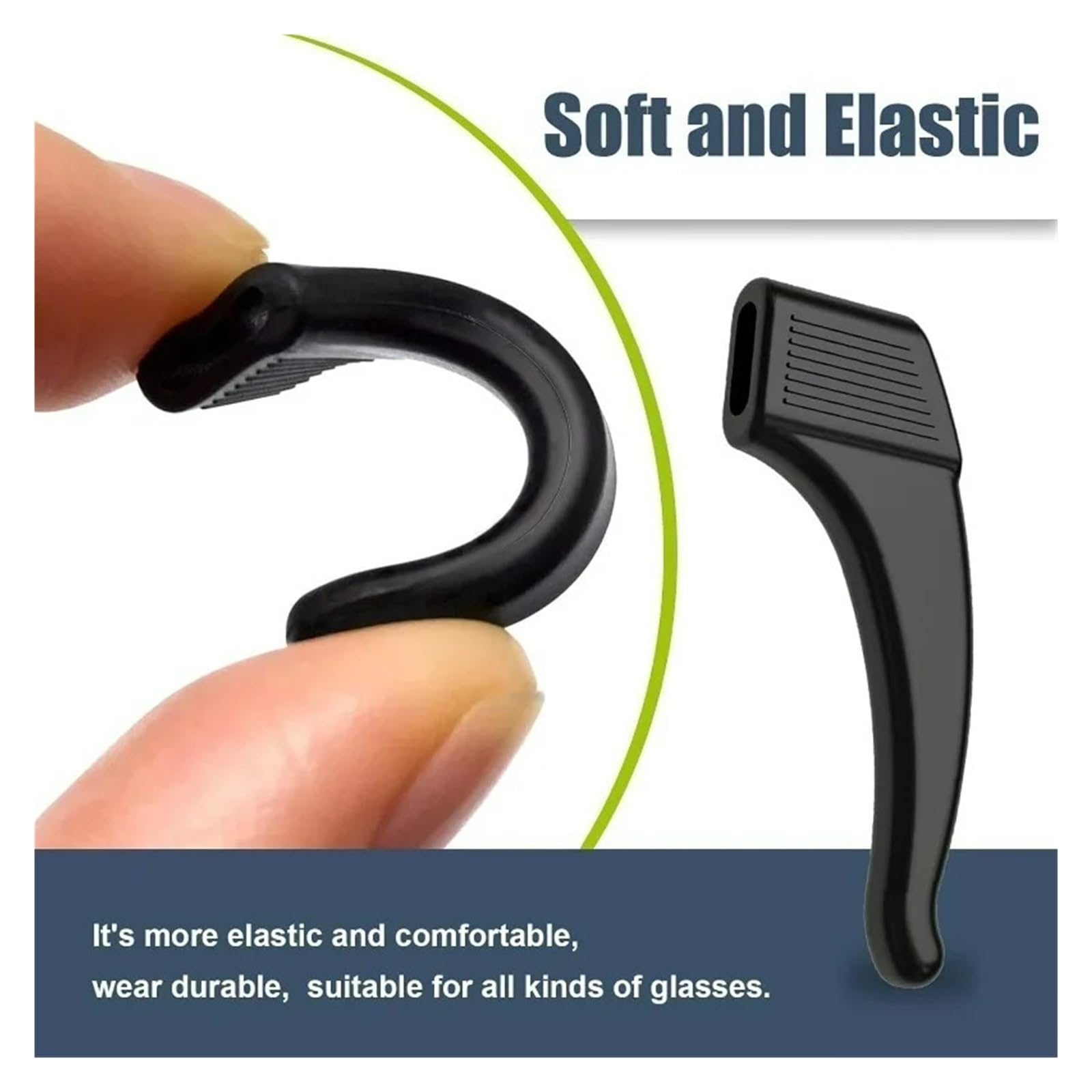 Supvox Supporto per occhiali, in silicone, antiscivolo, per occhiali, 20 pezzi (nero