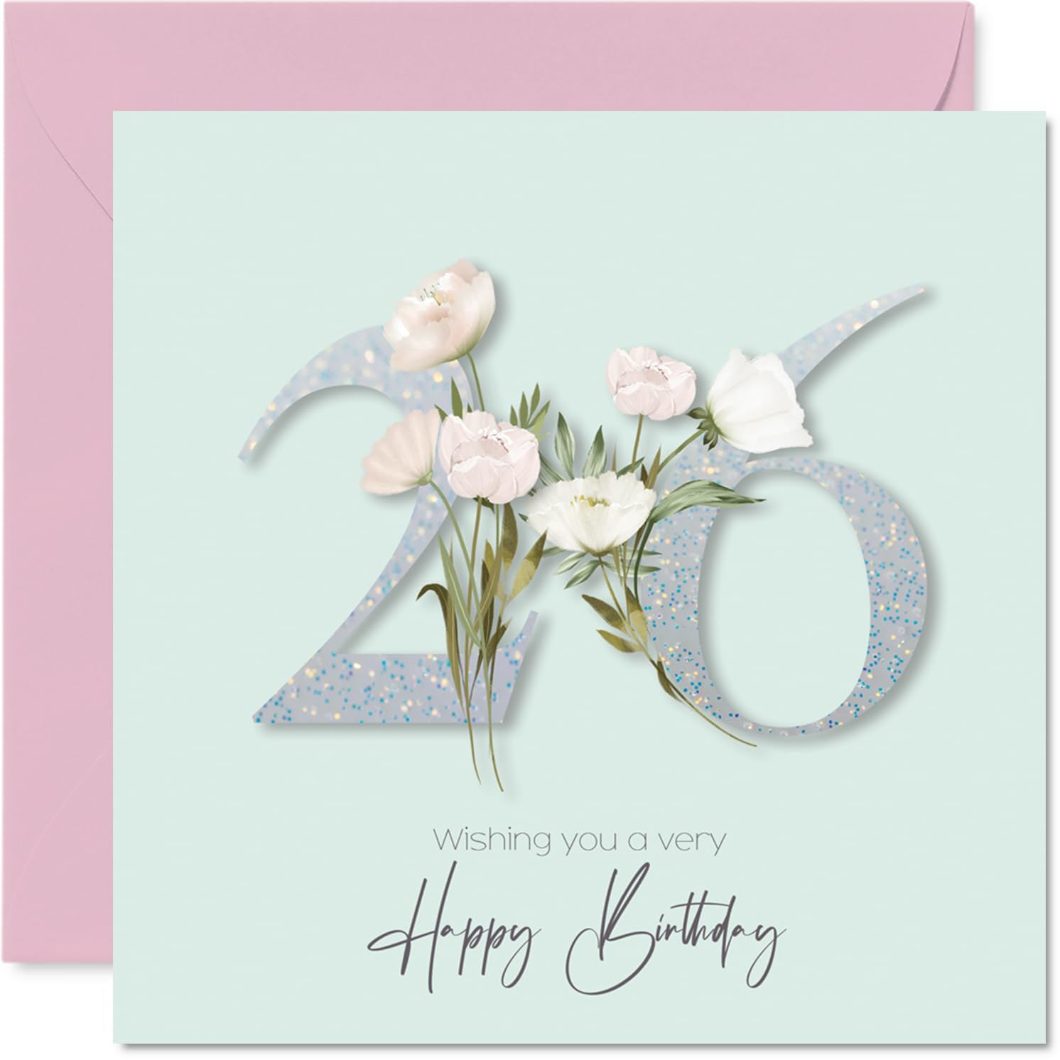 26th Birthday Cards for Women - Fancy Floral Flowers - Happy Birthday Card for 26 Year Old Woman Sister Cousin Friend Neighbour, 145mm Bday Greeting Cards