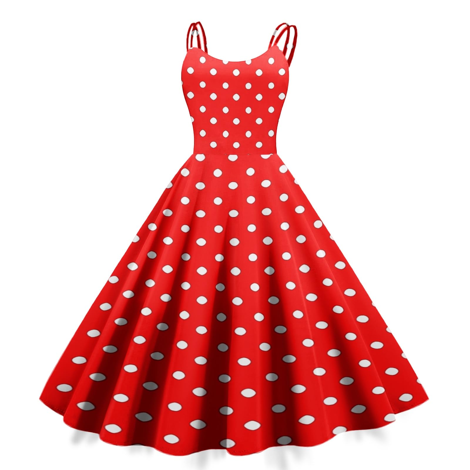 Vestido midi mujer retro sin caídas gracias a sus tirantes dobles 6