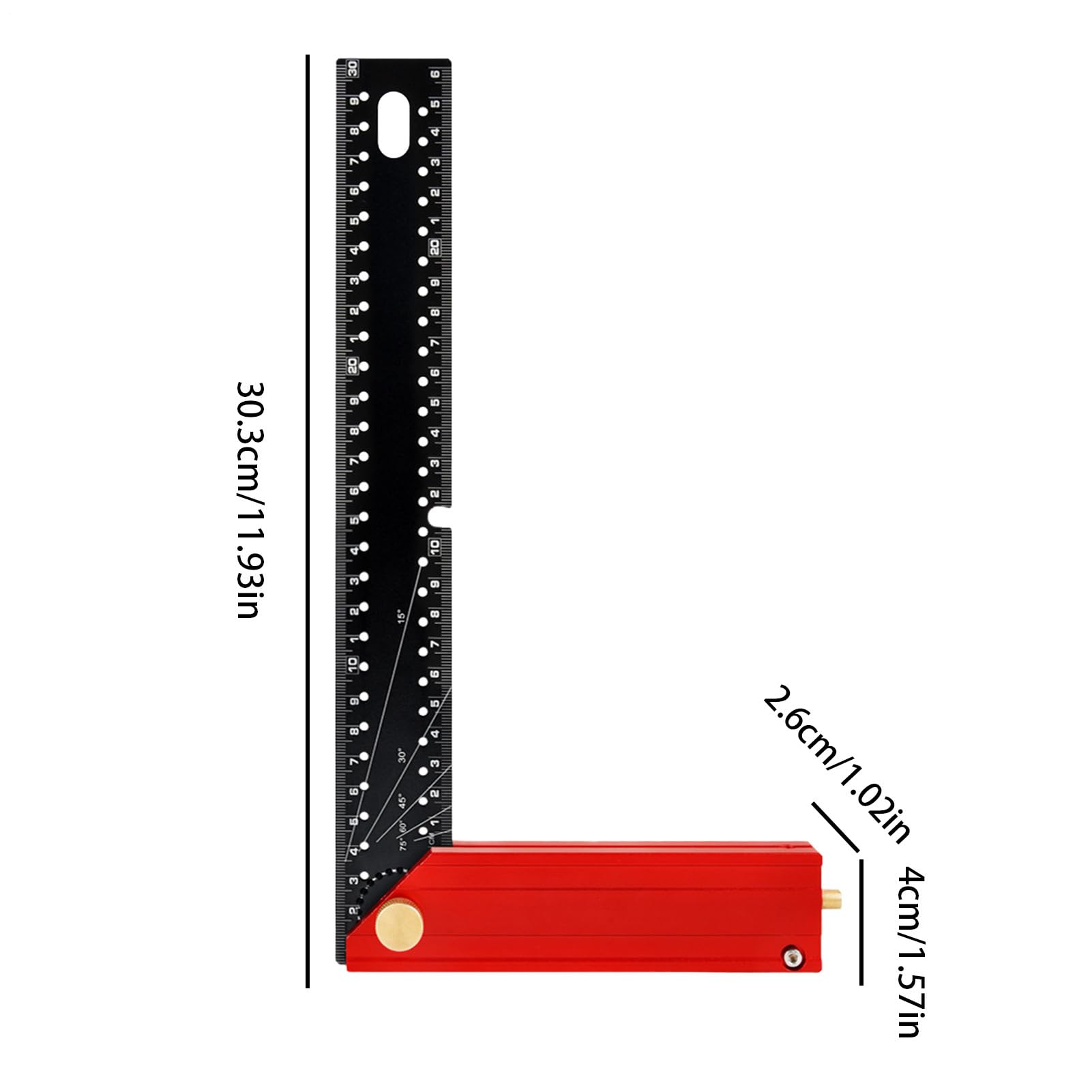 Escuadra de carpintero | Regla métrica imperial en forma de L de 12 pulgadas | Cuadrado de marco ajustable – para redactar, medir, carpintería, construcción, yeso, metal, ferretería, industria