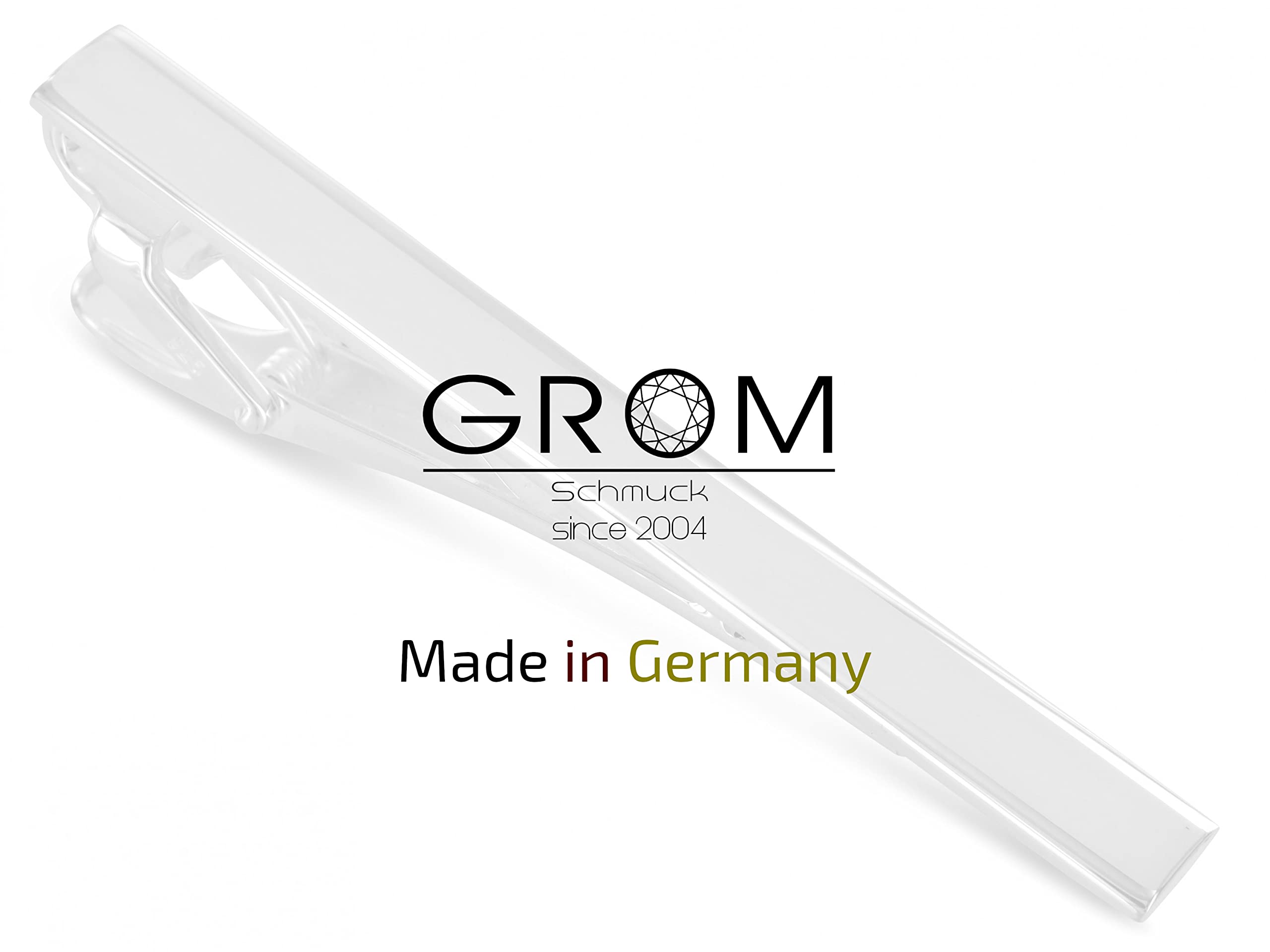 Grom Gravur Krawattenklammer/Krawattennadel Silber glänzend