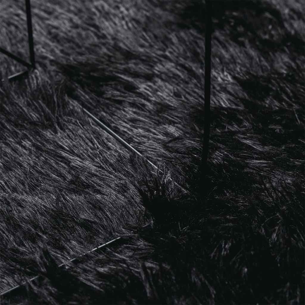 NAVARRA Tapis shaggy à poils longs, noir, 300 x 200 cm, ovale, en polyester, robuste, doux, moelleux, pour salon, chambre à coucher et bureau