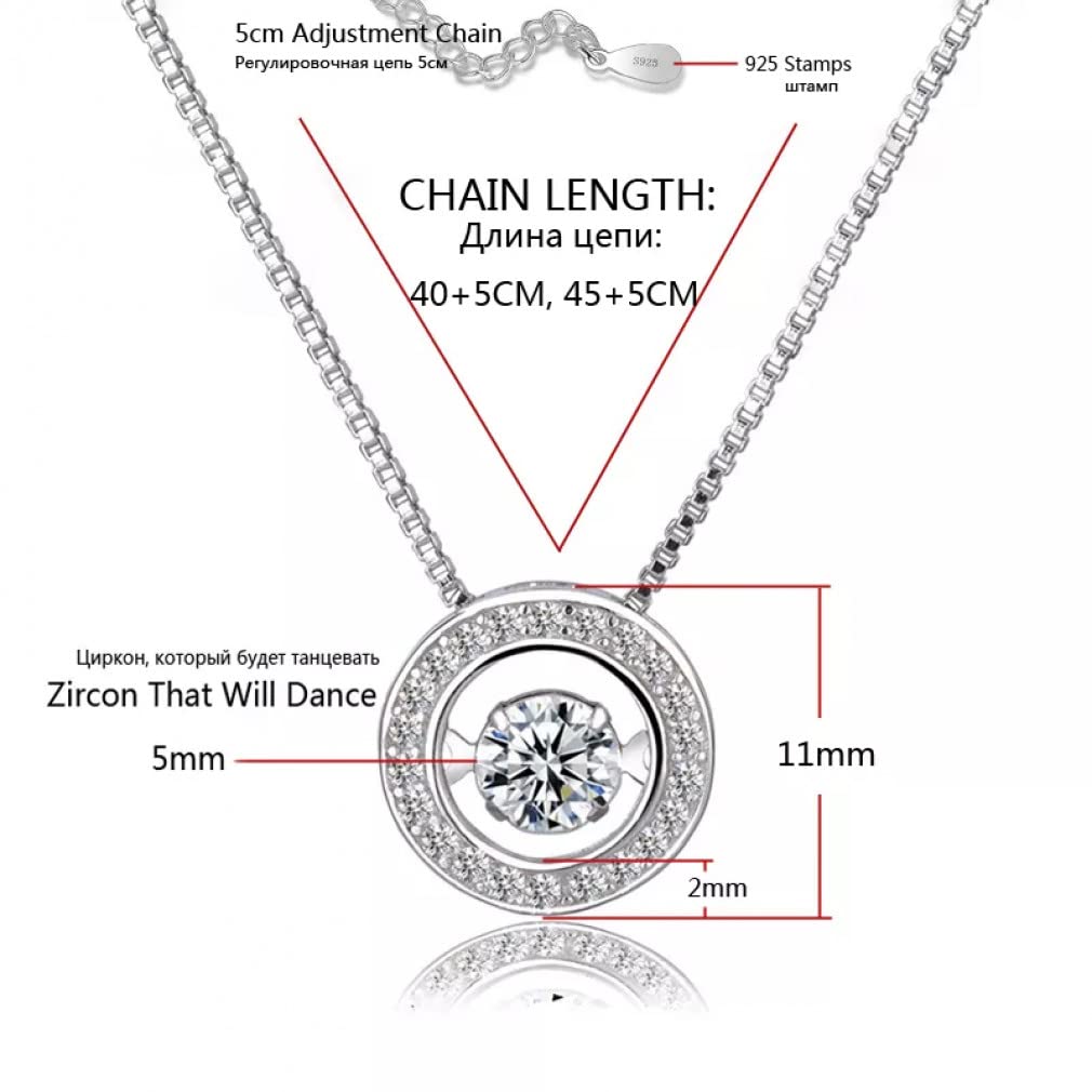 Obrotowy naszyjnik 925 Sterling Silver Choker okrągły wisiorek z cyrkonią naszyjnik damska biżuteria na prezent