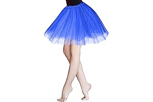 KALIONE Womens Blue Tutu Skirt | 3 Layered Elastic Bubble Ballet Dance Tulle Skirt