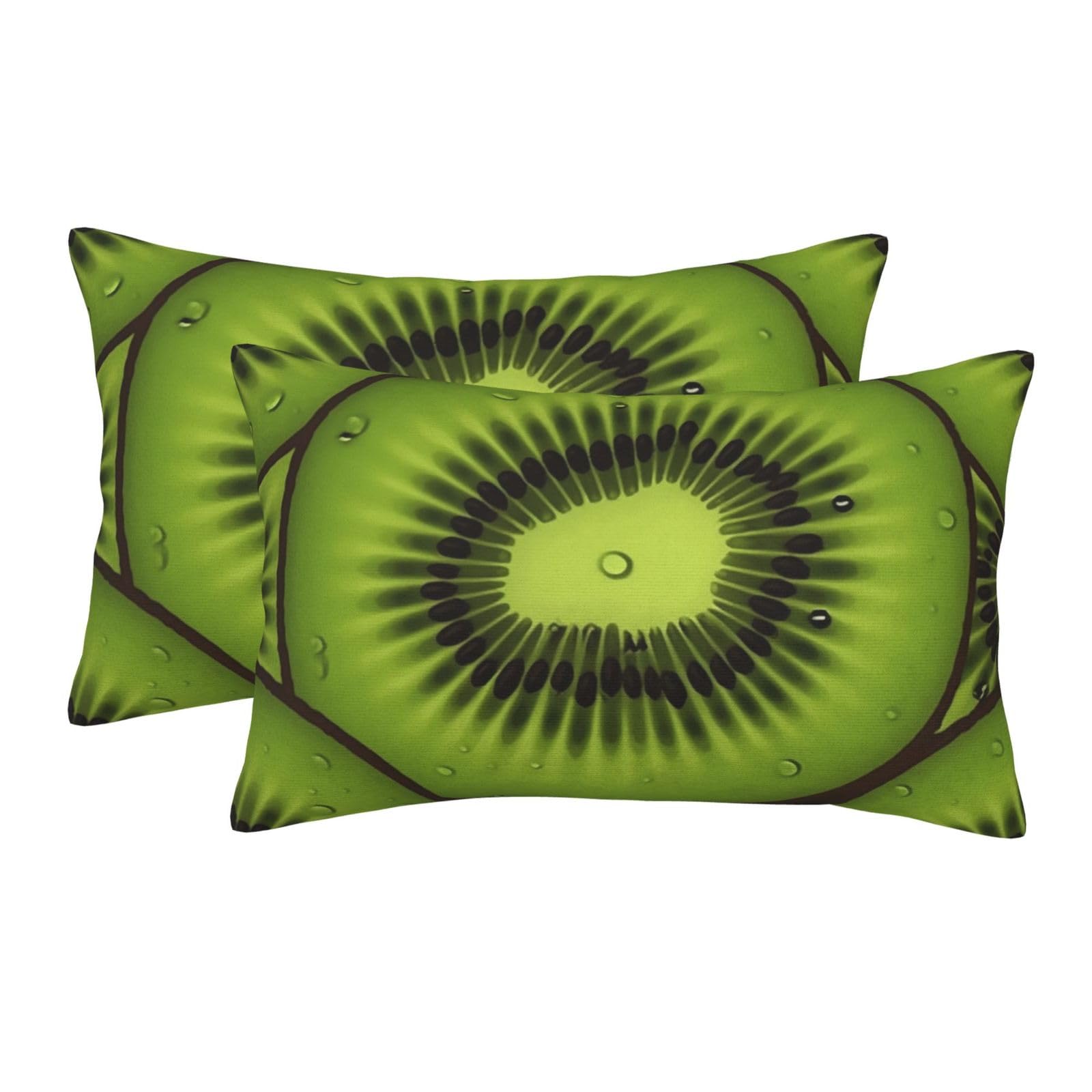 2 Pack Standard Size Pillow Cases for Hair and Skin Soft Breathable Pillow Case Covers with Hidden Zipper Kiwi Slices Pillowcase 16"x24" Pillow Cover for Sleeping Gift