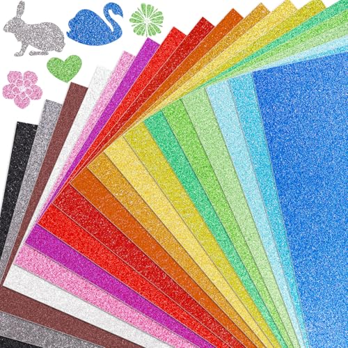 BigOtters 20 Sheets Glitter Cardstock 10 Colors Premium Card stock Paper for Scrapbook and Craft Projects Back to School Supplies 8.5 x 11 Inch 250GSM