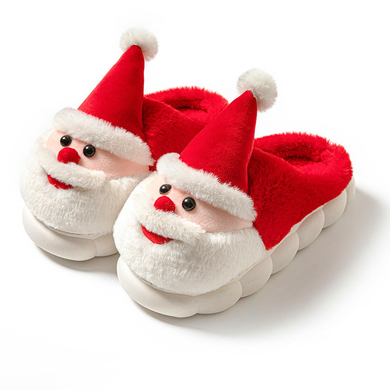 Pantofole Donna Calde di Babbo Natale da Donna, Scarpe Casa Comode E con Suola Spessa Antiscivolo-rosso-34-35