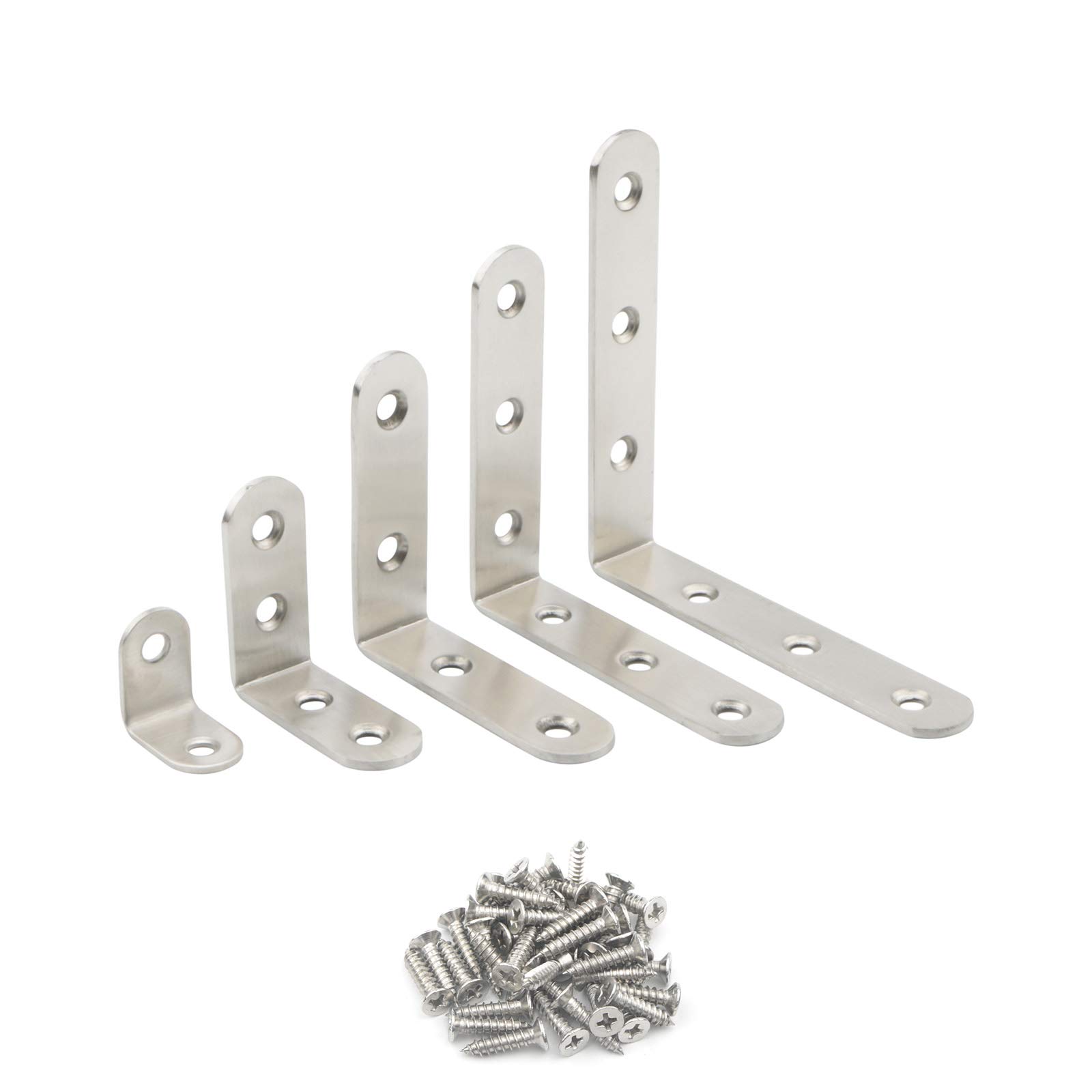 Buy NewZoll 20Pcs 5 Sizes L Brackets Thick Stainless Steel Brackets 90