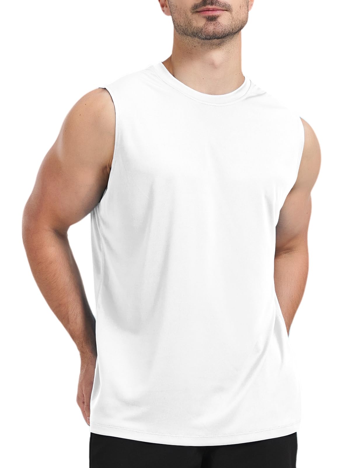 Upocool Men's Sleeveless UPF 50+ Swim Shirts Quick Dry Workout Tank Top UV Protection Running Gym Muscle T Shirts