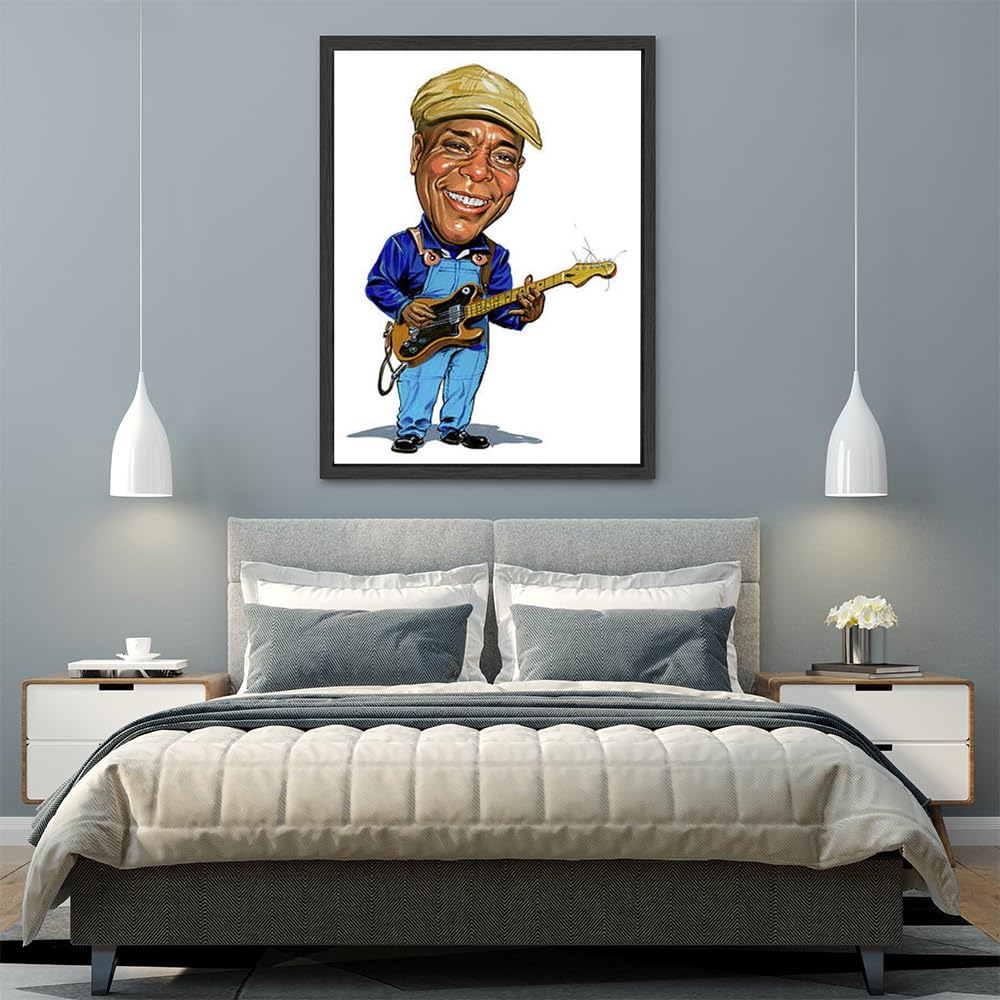 VERRE ART Printed Framed Canvas Painting for Home Decor Office Wall Studio Wall Living Room Decoration (45x60inch Black Floater) - Buddy Guy