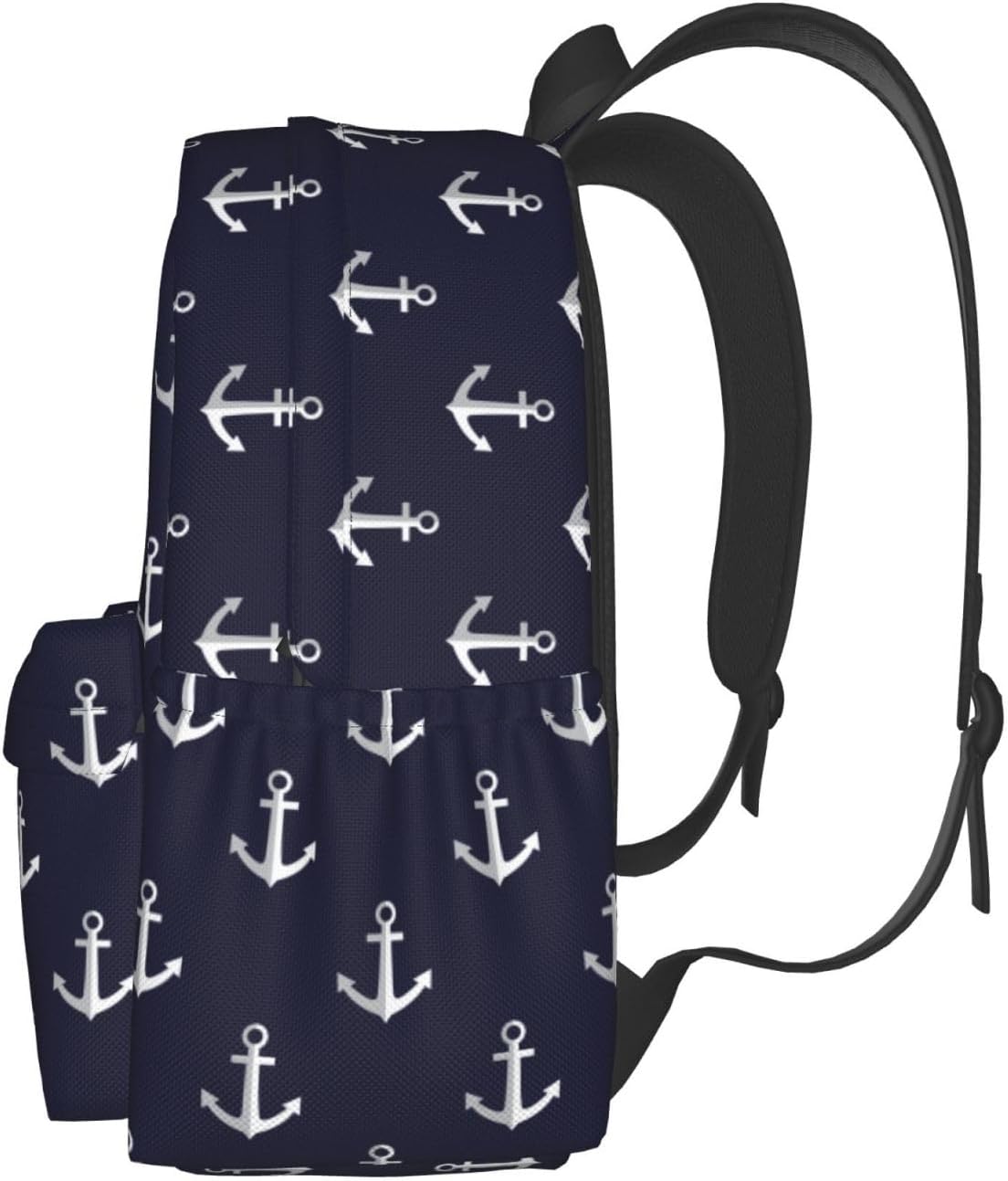 Nautical Anchors Navy Blue Laptop Backpack For Men Women, Lightweight Daypack Bookbag For Daily Commutes Business Travel Hiking