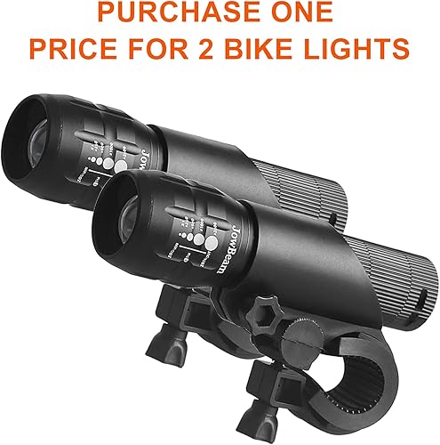 Miniatura 2 de Juego de 2 luces de bicicleta súper brillantes ajustables para faros delanteros y luces LED traseras para bicicleta de montaña montaje incluido JB866