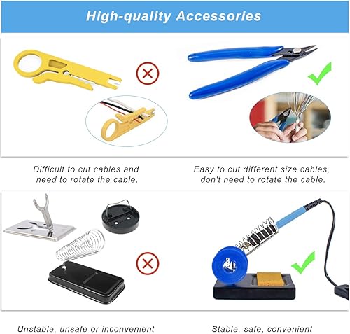 Miniatura 6 de Kit de soldador, temperatura ajustable 13 en 1 60 W, herramienta de soldadura electrónica con interruptor de encendido/apagado, 5 puntas