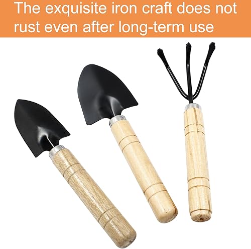 Miniatura 4 de Waziaqoc 6 piezas de mini herramientas de jardinería, pala de mano para jardinería pala rastrillo para plantas de casa e interior