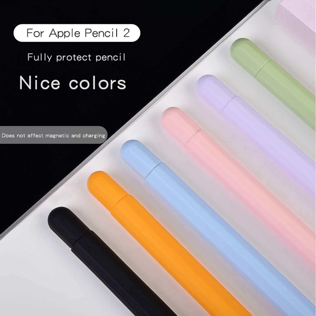 MEIRUBY Compatible Apple Pencil 2 Case Cover Silicone Sleeve for Apple Pen 2nd Generation Skin Pink/Purple
