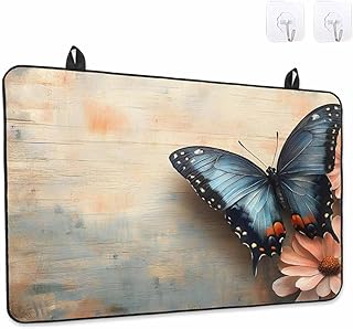 Stove Top Covers for Electric Stove, Floral Butterfly Induction Cooktop Cover Protector, Spring Summer Pastoral Rustic Wood Range Mat for Glass Top Stove, Dish Drying Mat Kitchen Countertop, 28"x20"