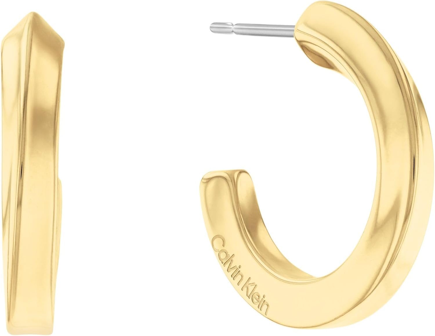 Calvin Klein Women's Stainless Steel Hoop Earrings: Sleek, Sculptural Elegance with a Feminine Twist