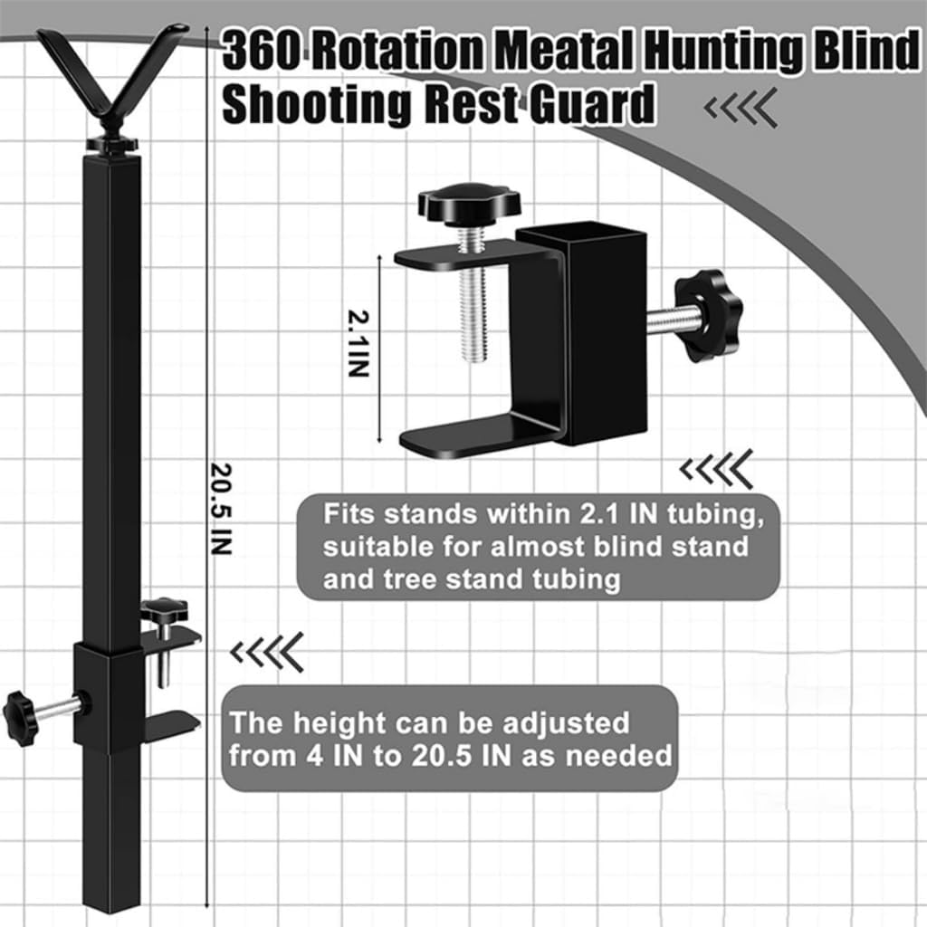 Adjustable Outdoor Tree Stand Y Shape Rest with 360 Degree Rotating Metal Fixed Brackets with Rust-Resistant Coating Universal Square Tube Mount for Enhances Stability