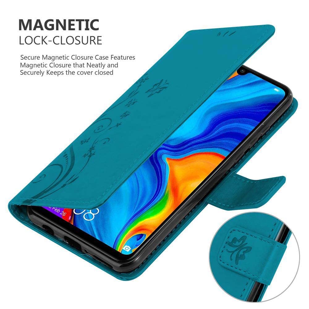 Cadorabo Custodia Libro Per Huawei P20 PRO - Blu Fiore Con Chiusura Magnetica, 3 Slot Carte E Funzione Stand