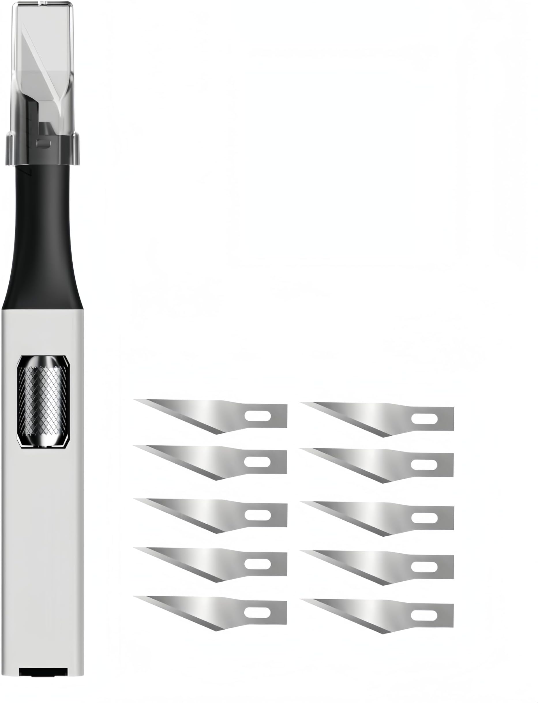 Precision Craft Cutter with 10 Spare Replacement Accessory Aluminum Handle Light Utility Tool for Art Set Crafts Card PCB Repair Modeling Paper Foam Felt Vinyl Leather Clay