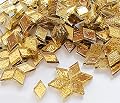Mosaic Tiles 320 Pieces / 200 g Pack of Mica Glass Mosaic Mosaic Tile Supplies for Home Decoration, DIY Crafts, Plates, Picture Frames, Flowerpots – 1x1 cm Rhombus Tiles (Gold)