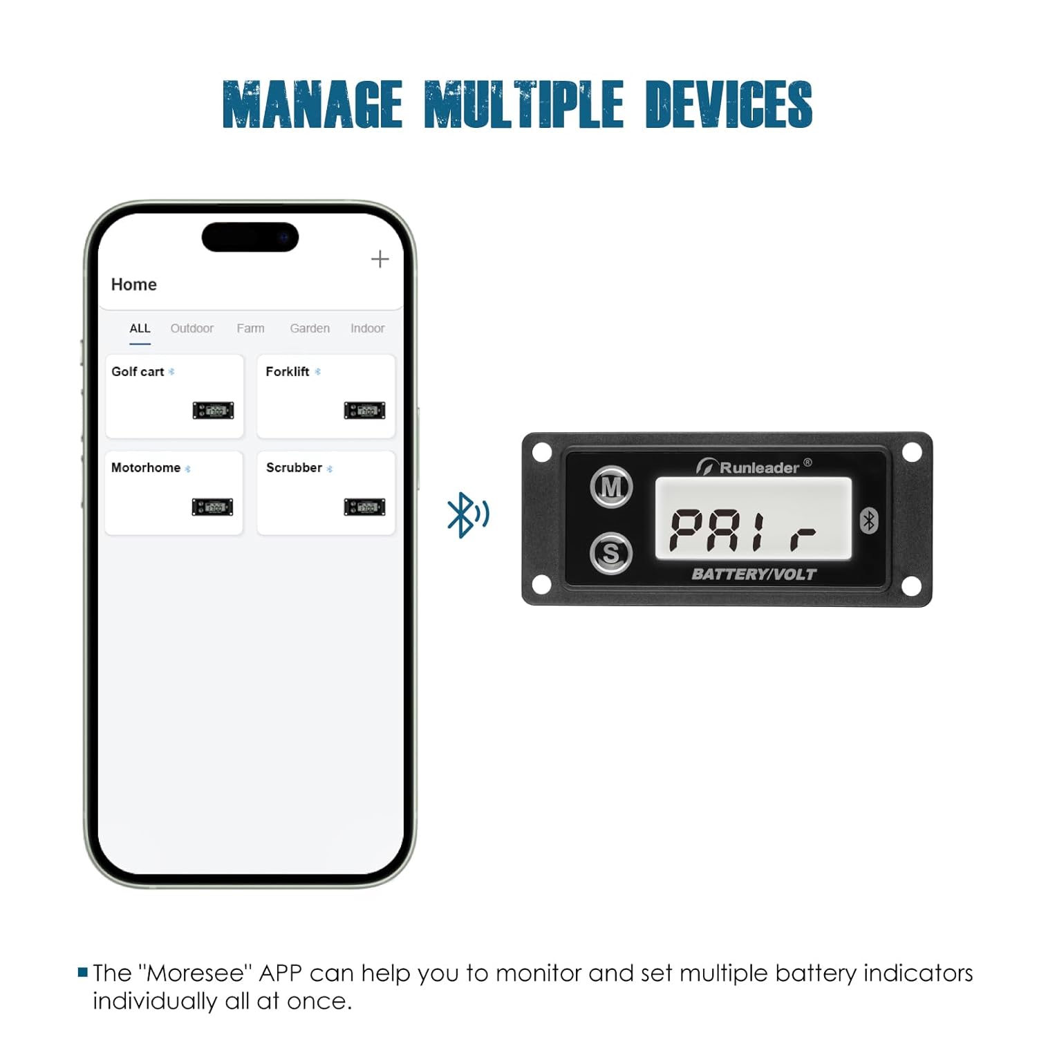 Runleader RL-BI609C Bluetooth Shunt Battery Indicator, Voltage Measurement & Waterproof Design.