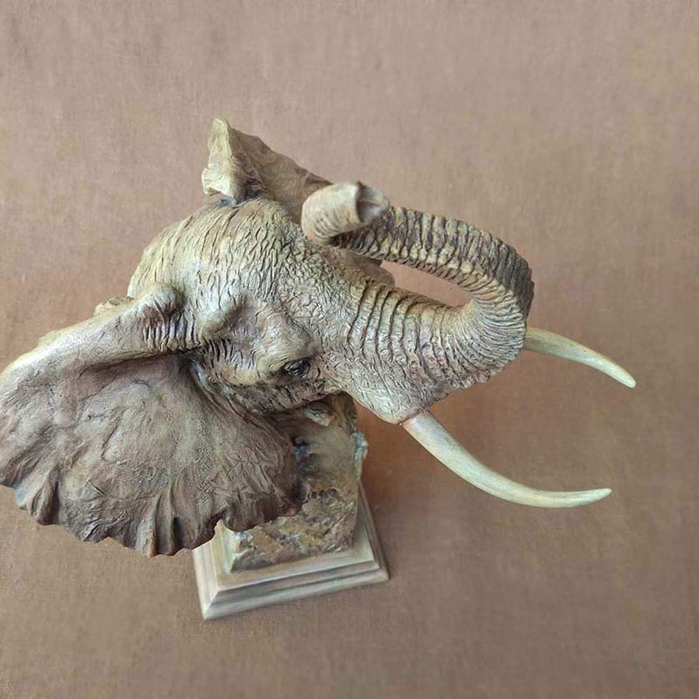 Escultura de cabeza de elefante, modelo de cabeza de animal, estatua de busto de simulación, resina, manualidades, colección de arte, buena decoración