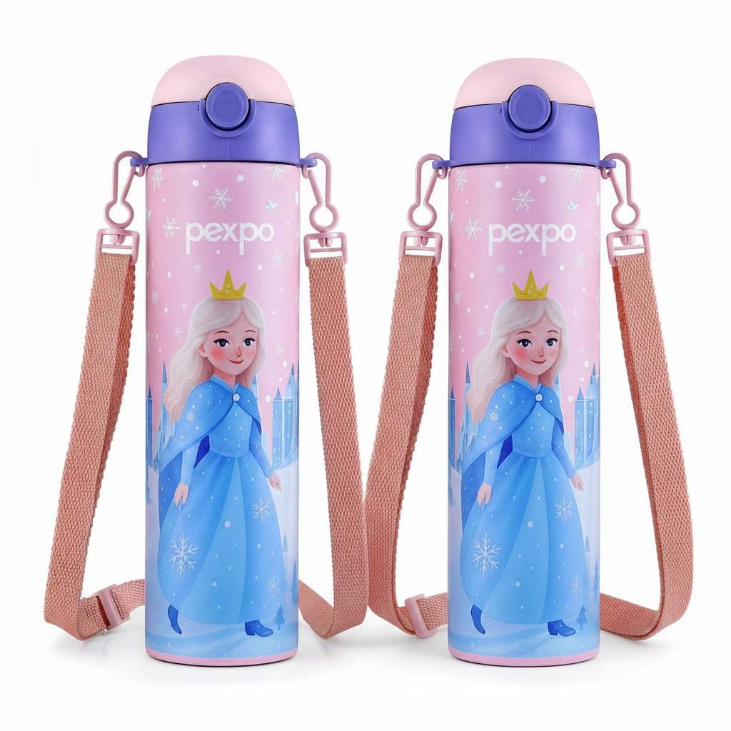 Go24 pexpo Stainless Steel Water Bottle Sporty Pink - Frozen Doll 700ml