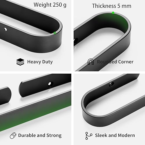 Miniatura 4 de Toallero de baño de 11.8 pulgadas, soporte para toallas de mano negro mate para baño, montado en la pared, encimera, toallero de cocina