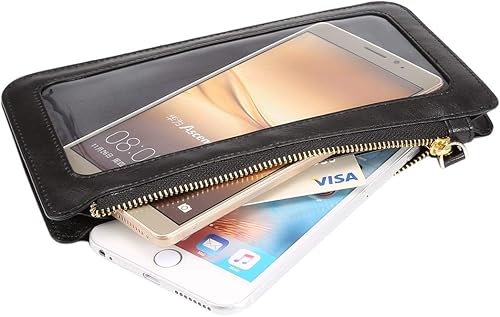 Miniatura 5 de Bolsa para teléfono con pantalla táctil, de piel sintética, bolsa de hombro universal para iPhone 15/14/13/12 Rro Max, Samsung Galaxy